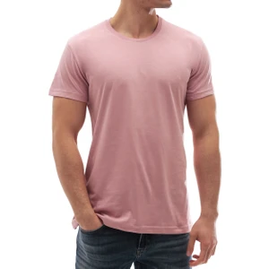 Erkek Bisiklet Yaka Basic Tişört Pembe 3006