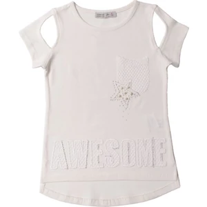 Kids Kız Çocuk Awesome Nakışlı T-Shirt Ekru