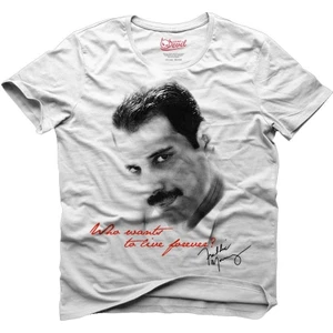 Queen - Freddie Mercury Live Forever Beyaz Erkek T-Shirt