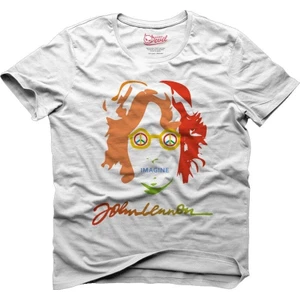 John Lennon Colored Silhouette Beyaz Erkek T-Shirt
