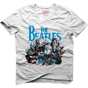 The Beatles Comic Cartoon Beyaz Erkek T-Shirt