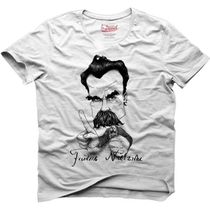 Nietzsche Cartoon Beyaz Erkek T-Shirt