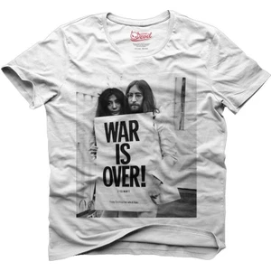 John Lennon&Yoko Ono War Is Over Beyaz Erkek T-Shirt