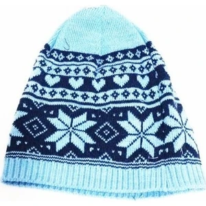 AJS-029 Mavi Kalpli Desenli Çocuk Kışlık Bere