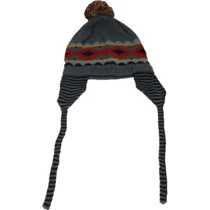 AJS-002 Gri Kulaklıklı Desenli Çocuk Kışlık Bere