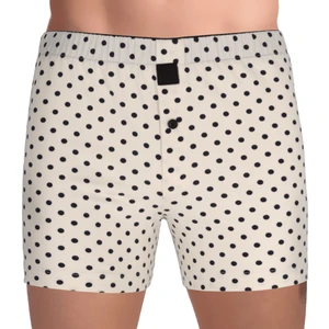 The Don Krem-Siyah Puantiyeli Jersey Penye Baskılı Erkek Boxer