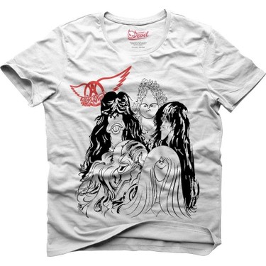 Gamedevil Aerosmith Cartoon Beyaz Erkek T Shirt Fiyat