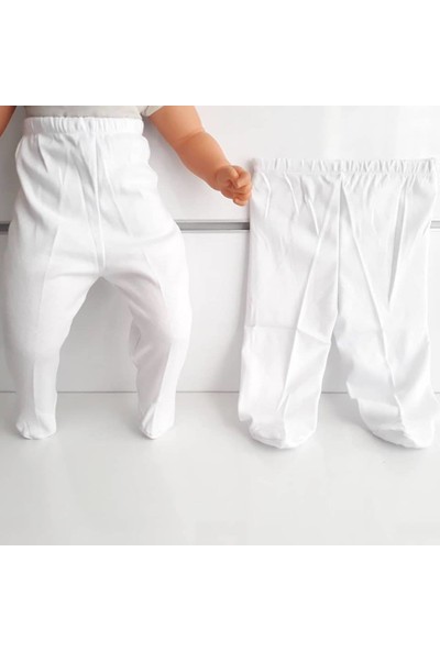 Bebegen Patikli Beyaz Tek Alt Bebek Penye Pantolon