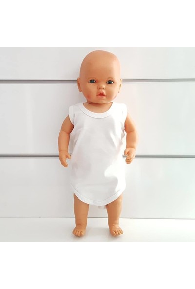 Bebegen Beyaz Sade Alttan Çıt-Çıtlı Askılı Body Zıbın