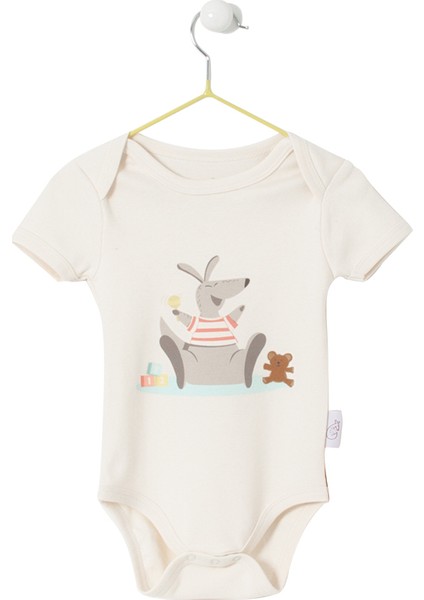 Bebek Organik Kısa Kollu Yaka Detaylı Body 6-9 Ay