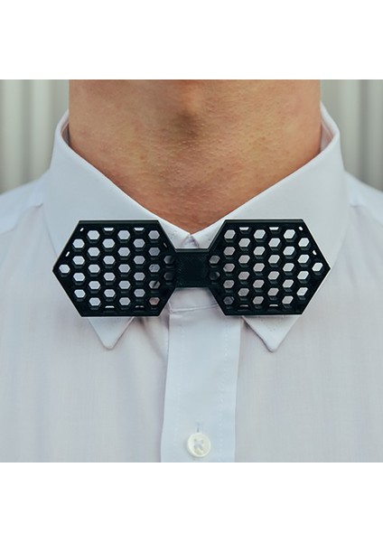 3D Hexagon Bow Tie Geometrik Tasarım Papyon