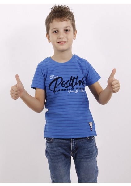 Kids Erkek Çocuk Flok Baskılı Örgülü T-Shirt