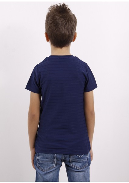 Kids Erkek Çocuk Flok Baskılı Örgülü T-Shirt
