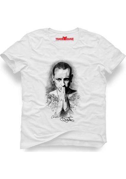 link in park Chester Bennington AUTOGRAPH imza Erkek T-Shirt