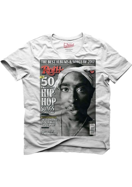 2Pac Rolling Stone Beyaz Erkek T-Shirt