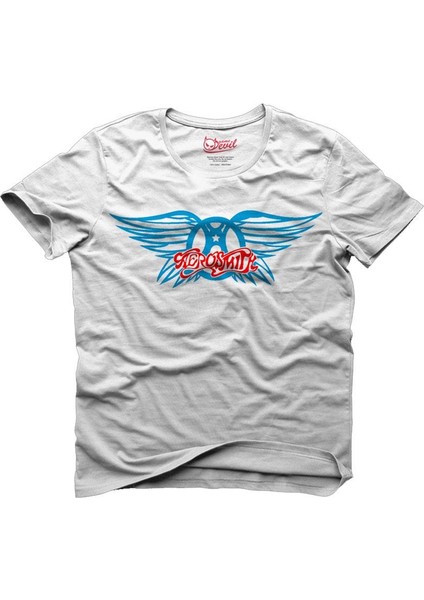 Aerosmith Colored Logo Beyaz Erkek T-Shirt