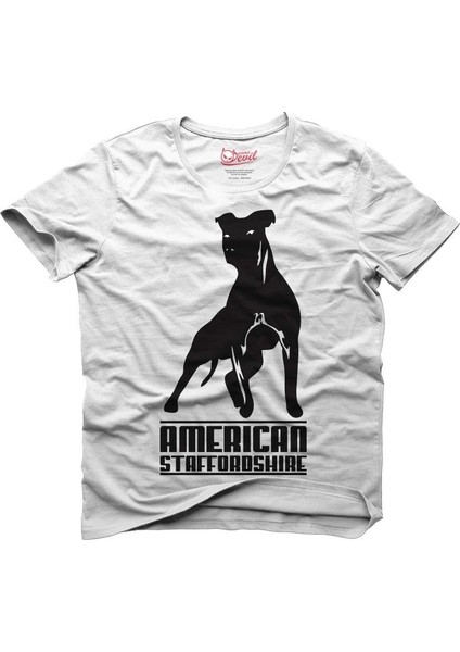 American Stafforoshire Terrier Dog Beyaz Erkek T-Shirt