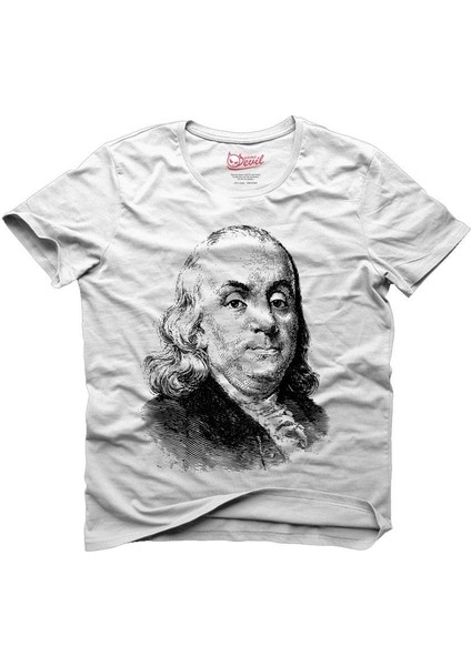 Benjamin Franklin Beyaz Erkek T-Shirt