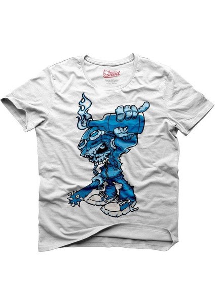 Blue Molotov Zombie Beyaz Erkek T-Shirt