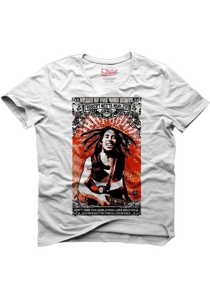 Robert Nesta Bob Marley Beyaz Erkek T-Shirt