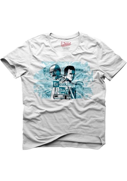 Breaking Bad Blue Cartoon Beyaz Erkek T-Shirt
