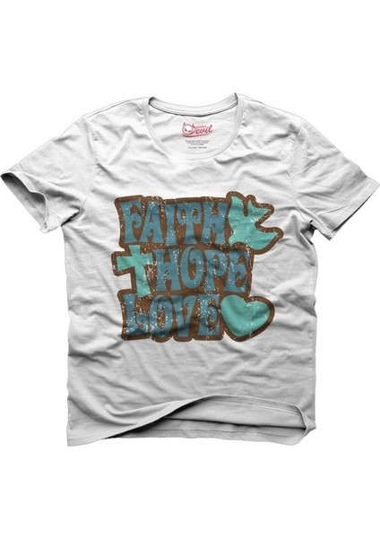 Faith Love Hope Beyaz Erkek T-Shirt