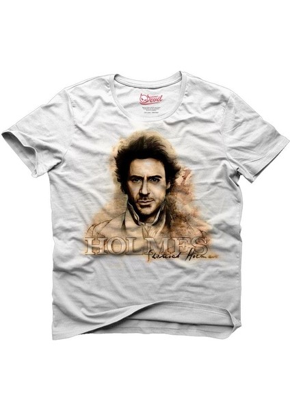 Sherlock Holmes Robert Downey Jr Beyaz Erkek T-Shirt