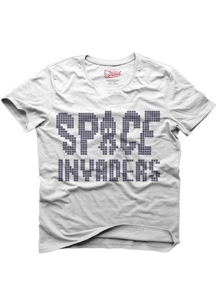 Space Invaders Beyaz Erkek T-Shirt