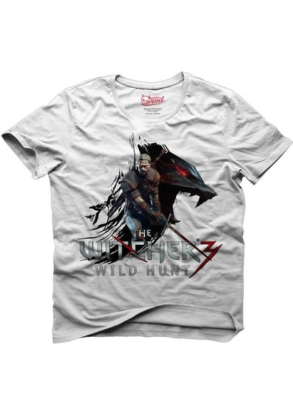 The Witcher 3 The Wild Hunt Geralt of Rivia Beyaz Erkek T-Shirt