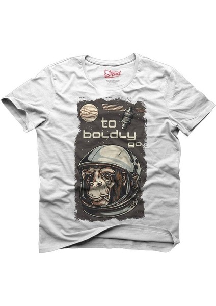 To Boldly Astronot Ape Beyaz Erkek T-Shirt