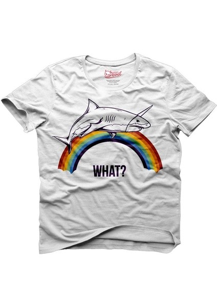 Rainbow uni Shark What? Beyaz Erkek T-Shirt