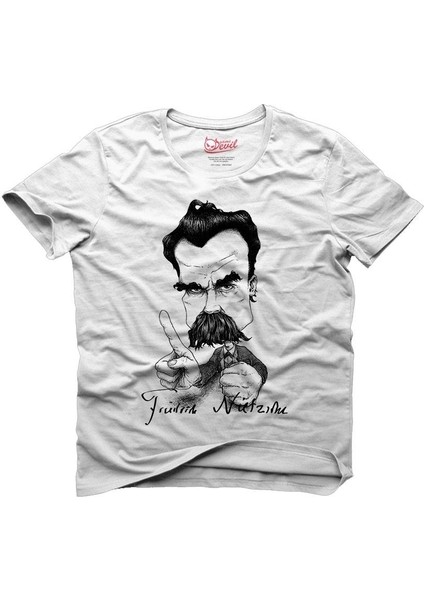 Nietzsche Cartoon Beyaz Erkek T-Shirt