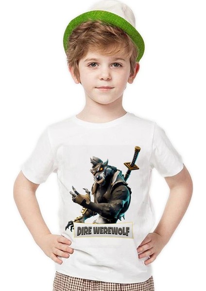 Fortnite Dire werewolf skin from Battle Royale Erkek Çocuk T-Shirt
