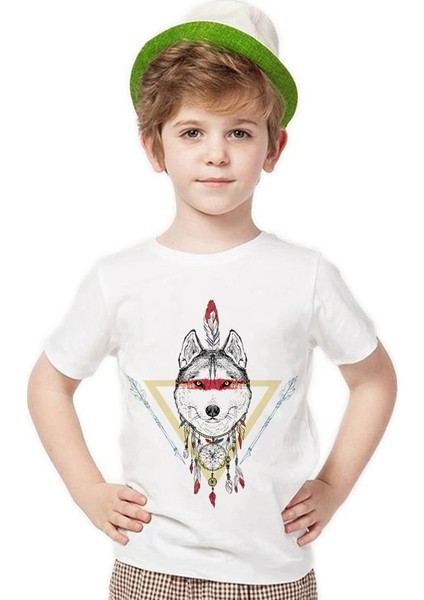 Dreamcatcher wolf Erkek Çocuk T-Shirt