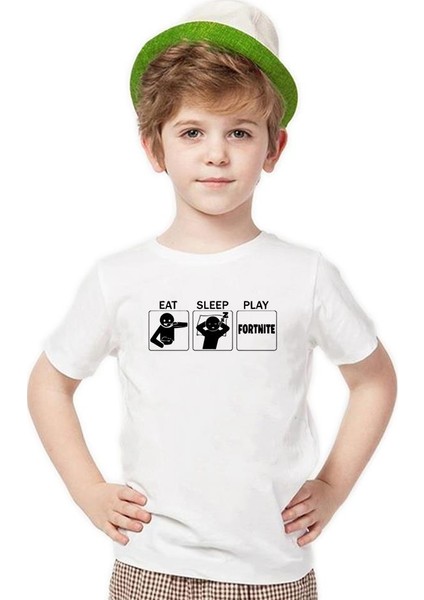 Fortnite eat sleep play Erkek Çocuk T-Shirt
