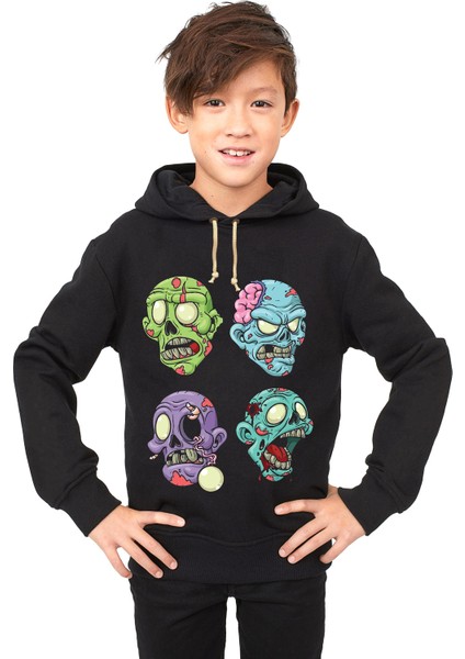 lucifer zombie skull Çocuk Sweatshirt