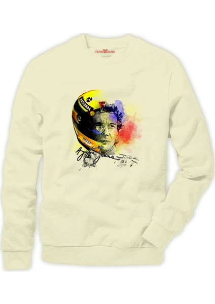 Ayrton Senna helmet brush Erkek Sweatshirt
