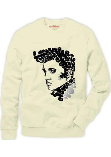 Elvis Presley typography bong Erkek Sweatshirt