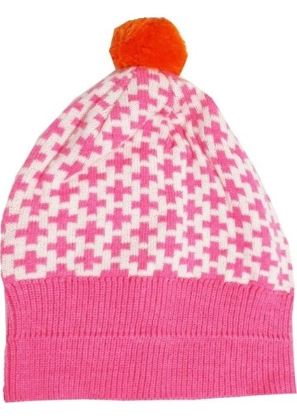 AJS-009 Pembe Desenli Çocuk Kışlık Bere
