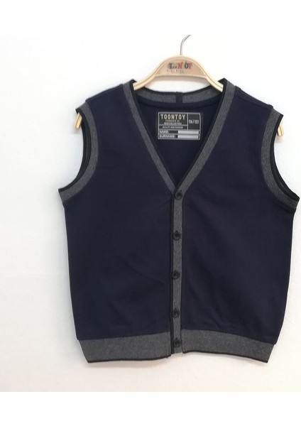 Erkek Çocuk Triko Düğmeli Okul Süveter