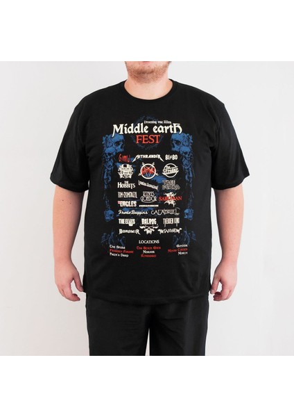 Lord Of The Rings Orta Dünya Büyük Beden Erkek T-Shirt