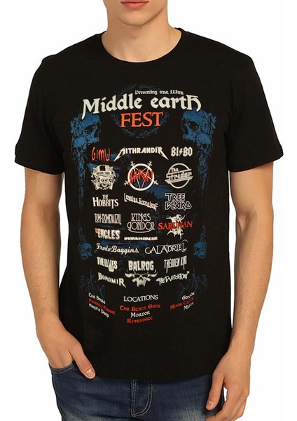 - Lord Of The Rings Middle Earth Siyah Erkek T-Shirt