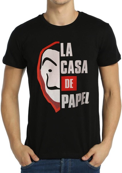 - La Casa De Papel Siyah Erkek T-Shirt
