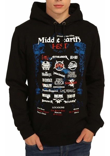 - Lord Of The Rings Siyah Kapşonlu Erkek Sweatshirt