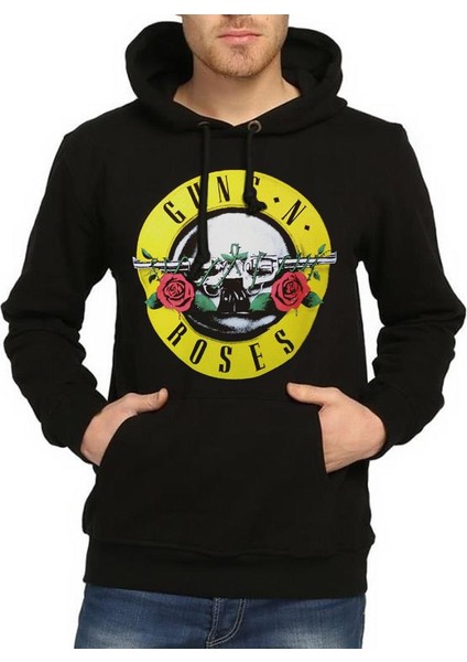 - Guns N' Roses Siyah Erkek Kapşonlu Sweatshirt