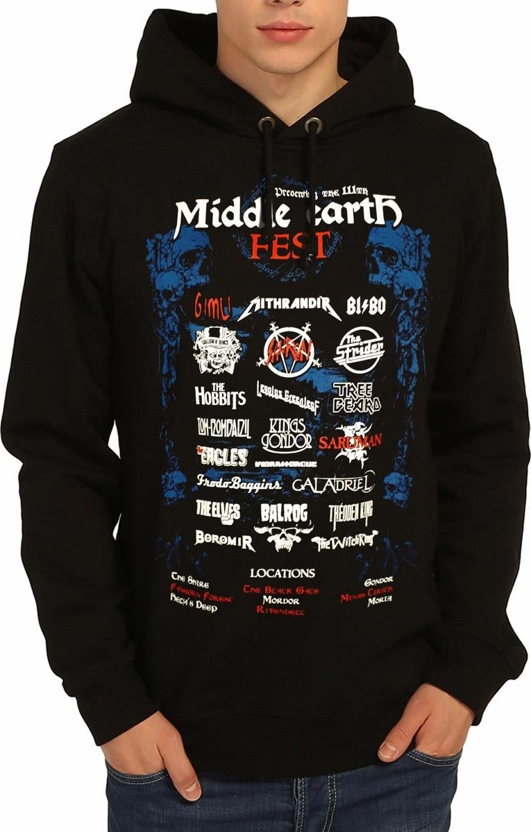 Bant Giyim - Lord Of The Rings Siyah Kapşonlu Erkek Sweatshirt