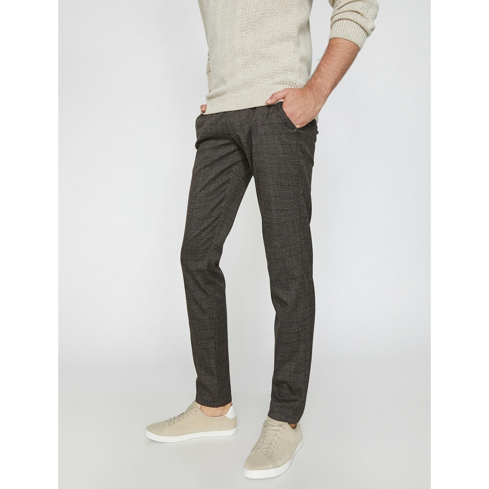 Bej Kareli Erkek Kareli Pantolon 9yam41812lw12w Koton