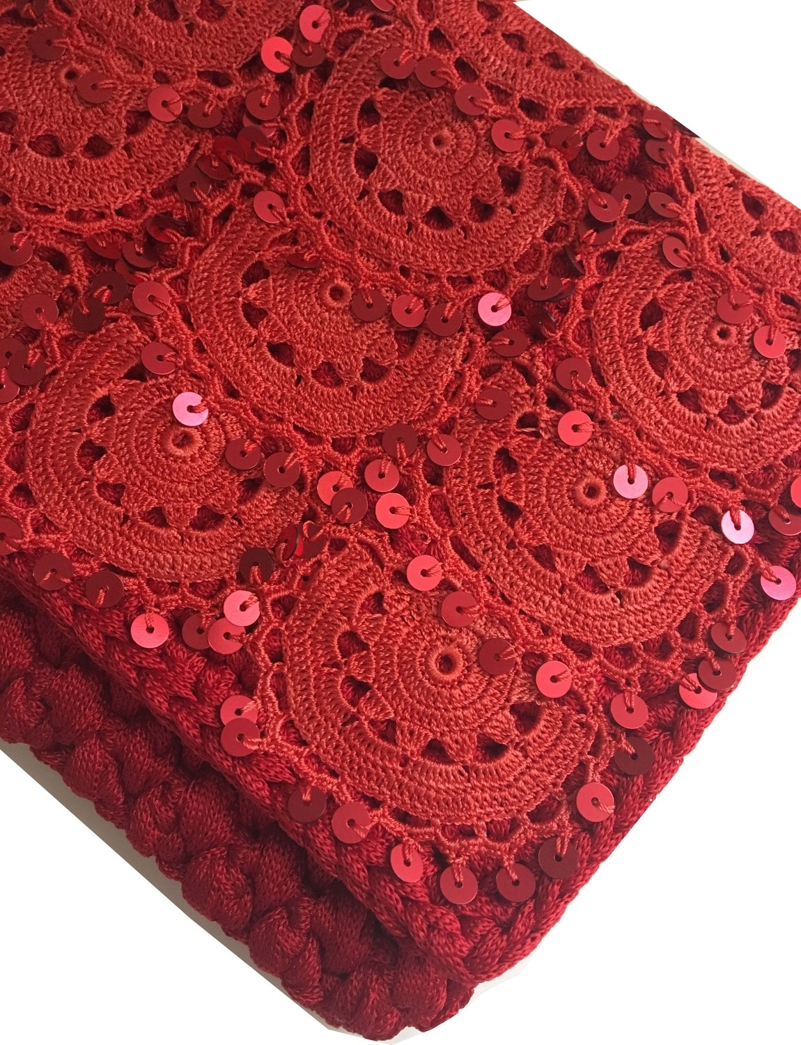 Pafuli El Yapımı Etnik Clutch Çanta Kırmızı görsel 2