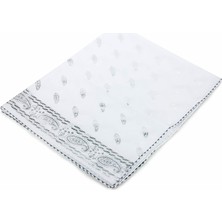 İhvan Pano Desenli Varaklı Eşarp Beyaz