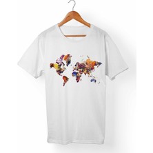Muggkuppa Dünya Haritası Çocuk Beyaz T-Shirt